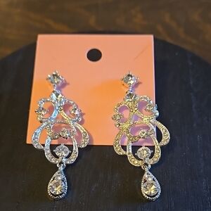 Swarovski Silver Crystal Drop Earrings
